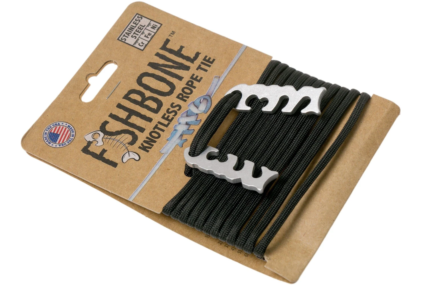 Fish Bone, 2 Pièces Avec 3 Mètres De Paracorde, Aluminium 3 Fish Bone, 2 Pièces Avec 3 Mètres De Paracorde, Aluminium