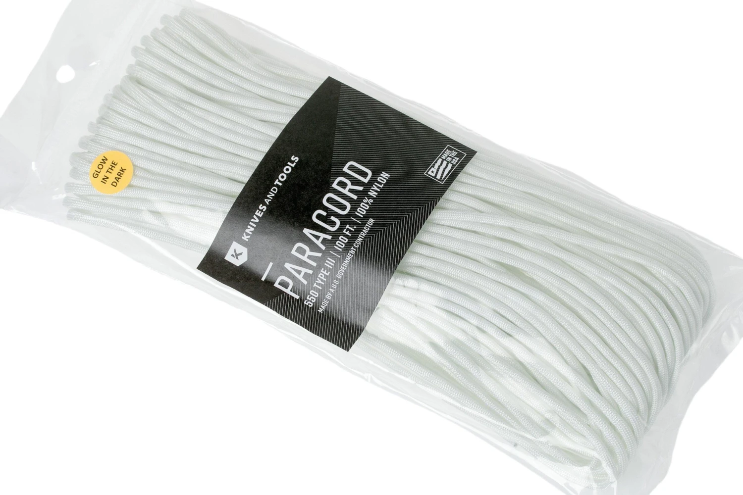 Knivesandtools 550 Paracord Type III, Couleur : White W/ Glow In The Dark, 100 Ft (30,48 M) 6 Knivesandtools 550 Paracord Type III, Couleur : White W/ Glow In The Dark, 100 Ft (30,48 M) – Image 4