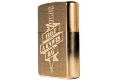 Knivesandtools Zippo Brass Brushed Knife, Bronze, Briquet