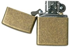 Zippo Flat Bottom Antique Brass 60001567 Bronze, Briquet -Plein Air Outils Magasin ZP201FB 000120 03 zippo