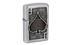Zippo Ace Of Spades Emblem 49637-000002, Brushed Chrome, Briquet